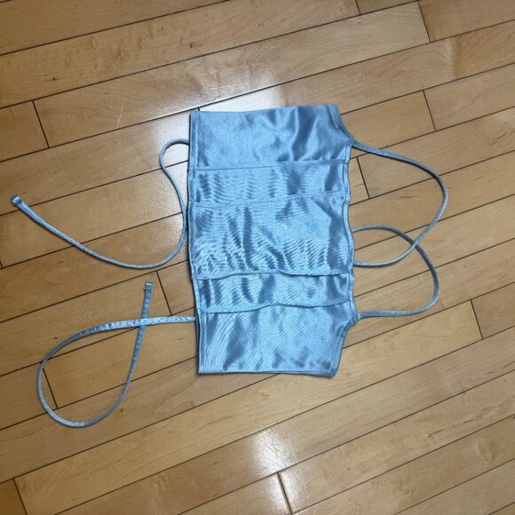 H&M Divided Satin Corset Lace Up Cropped Top Light Blue Size Small - Picture 4 of 8